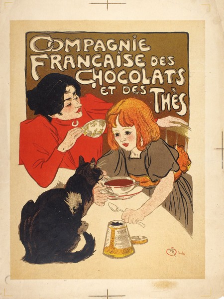 Стейнлен Теофиль-Александр (Théophile-Alexandre Steinlen) (1859 – 1923) «Французская компания шоколада и чая». Пробный оттиск. 1890-е. Бумага, литография, 36 х 27 см.