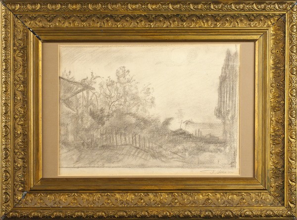 Уткин Пётр Саввич (1877–1934) «Пейзаж». 1900-е. Бумага, уголь, 28 х 41,6 см.