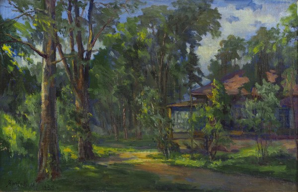 Янков Михаил Дмитриевич (1887—1970) «Солнечный день». 1939. Холст на фанере, масло, 36 х 56,5 см.