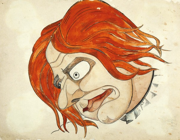 Неизвестный художник «Голова с рыжими волосами». 1927. Бумага, смешанная техника, 25,2 х 19,7 см.