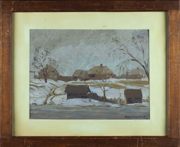 Соколов Василий Иванович (1891 —1956) «Серый день». 1937. Картон, масло, 33 х 26 см.
