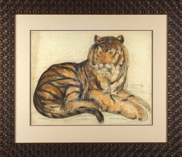 Грановский Самуил Соломонович (1889–1942) «Тигр». 1930-е. Бумага, угольный карандаш, сангина, 50 х 65 см (в свету).