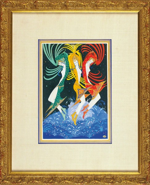Мак Поль (Иванов Павел Петрович) (1891—1967) «Танец восточных девушек». 1953. Бумага, графитный карандаш, акварель, белила, золотая краска, 30 х 21 см.