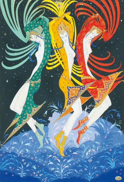 Мак Поль (Иванов Павел Петрович) (1891—1967) «Танец восточных девушек». 1953. Бумага, графитный карандаш, акварель, белила, золотая краска, 30 х 21 см.