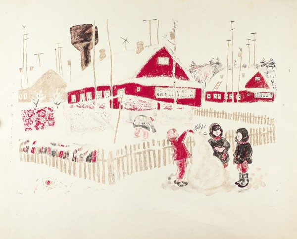 Калинычева Клара Ивановна (1933—1999) «Снеговик». 1960-е. Бумага, цветная автолитография, 56,5 х 68,8 см.