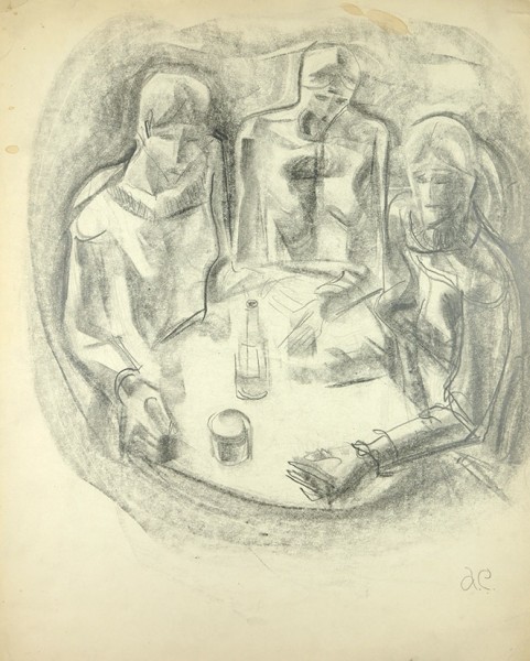 Сапожников Александр Васильевич (1925—2009) «За столом». 1970. Бумага, графитный карандаш, 37,8 х 30,8 см.