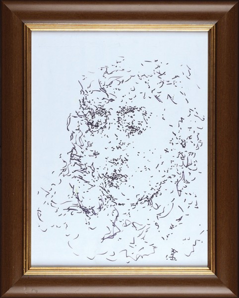 Бух Арон Фроимович (1923 — 2006) «Портрет жены». 1998. Бумага, фломастер, 38,7 х 28,7 см.