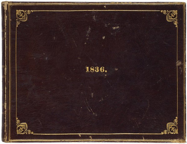 Неизвестный художник «Дорожный альбом». 22 листа иллюстраций, автопортрет и титульный лист. 1836. Бумага, графитный карандаш, тушь, перо, 16 х 21 см (размер альбома).