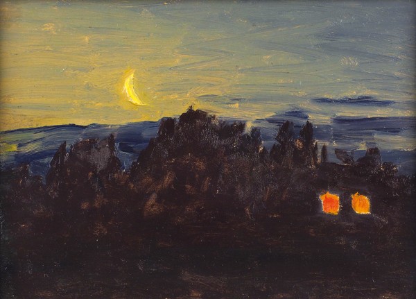 Дубовской Николай Никанорович (1859—1918) «Лунная ночь». 1895. Картон, масло, 18 х 25 см.