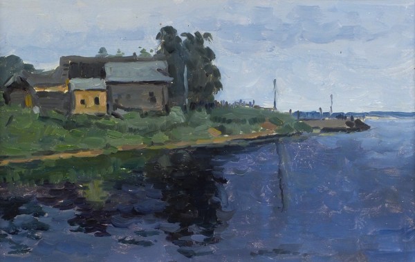Сергеев Николай Сергеевич (1908–1989) «Селигер». 1950-е. Картон, масло, 15x24 см.