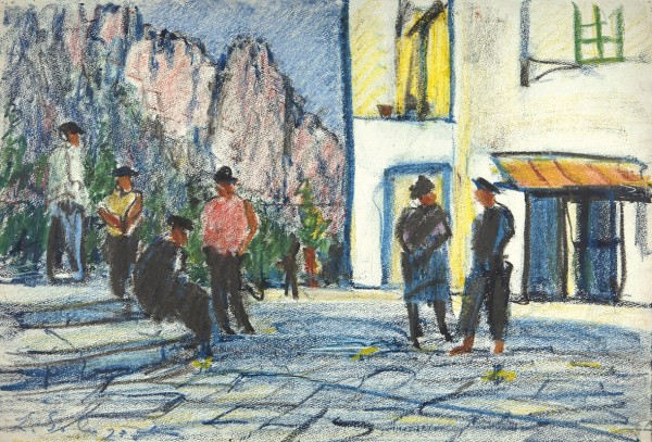 Сологуб Леонид Романович (1884—1956) «Разговор». 1920-е. Бумага, пастель, 33 х 48,5 см.
