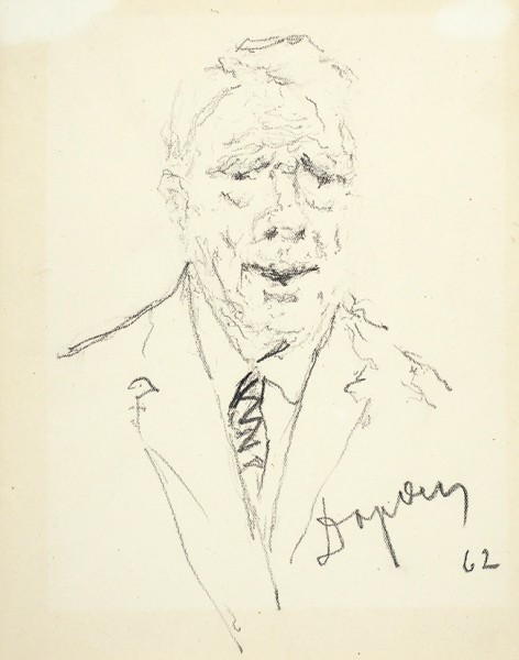 Даран Даниил Борисович (1894—1964) «Портрет Роберта Фроста». 1962. Бумага, графитный карандаш, 23,5 х 18,7 см.