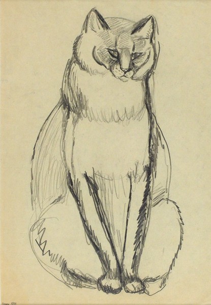 Соков Леонид Петрович (род. 1941) «Кошка». 1978. Бумага, графитный карандаш, 29,8 х 21 см.