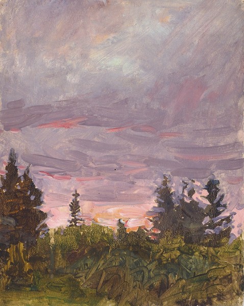 Чирков Александр Иннокентьевич (1865—1913) «Закат после дождя». 1880-е-1890-е. Картон, масло, 33,7 х 27 см.