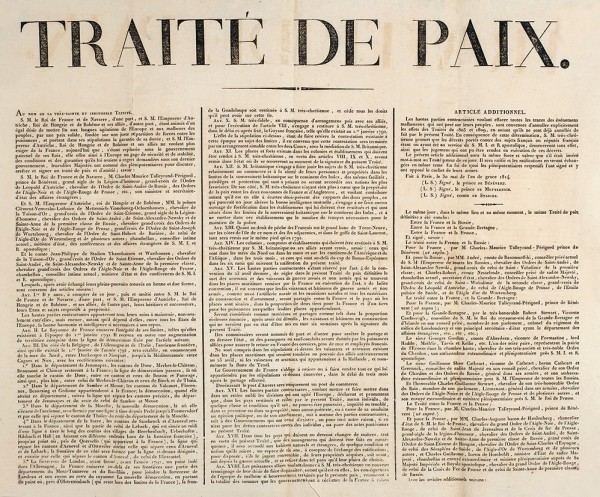 Парижский мирный договор. [Traité de paix]. Авиньон, б.г.