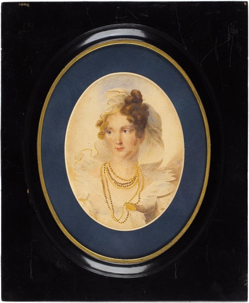 Неизвестный художник «Портрет императрицы Елизаветы Алексеевны». 1815—1820-е. Бумага, акварель, 13,8 х 10,4 см (в свету).