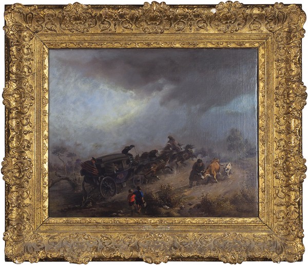 Ковальский (Kowalsky) Антон Герман (1813–?) «Встреча на дороге». 1840-е. Холст, масло, 38,5 х 47,9 см.