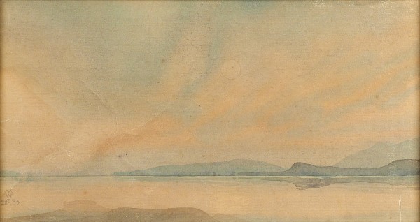Волошин Максимилиан Александрович (1878—1932) «Пейзаж». 1930. Бумага, акварель, 14,8 х 27,5 см.