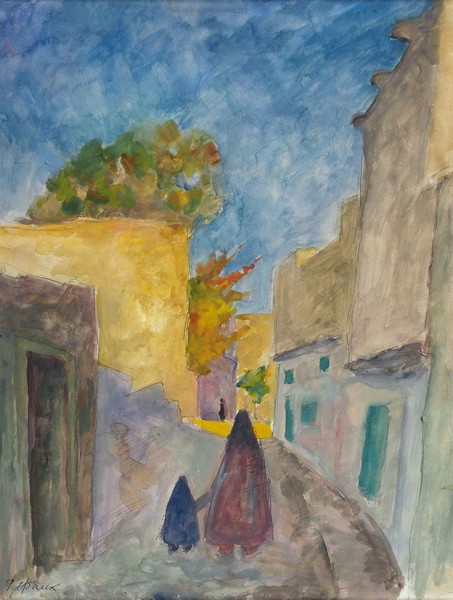 Фальк Роберт Рафаилович (1886—1958) «Улица в Самарканде». 1943. Бумага, графитный карандаш, акварель, белила, 54 х 41,5 см.