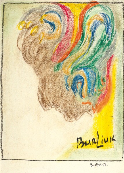 Бурлюк Давид Давидович (1882—1967) «Женский профиль». 1959. Бумага, пастель, 30 х 21 см.
