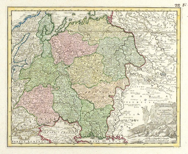Карта Московии / карт. Кристоф Вигель. [Imperium Moscovia cum regionibus amplifsimis huc pertineutibus (…)] Нюрнберг, 1730-е гг.
