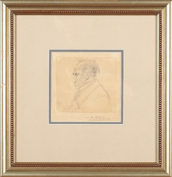 Маковский Владимир Егорович (1846–1920) «Мужской портрет». Начало ХХ века. Бумага на бумаге, графитный карандаш, 11 х 11,5 см.