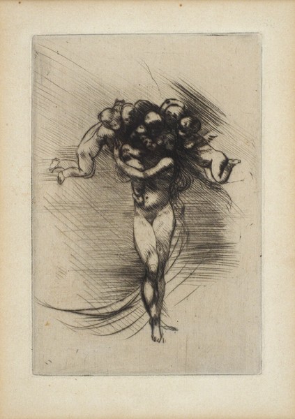 Роден Франсуа Огюст Рене (François-Auguste-René Rodin) (1840—1917) «Аллегория весны». 1884. Бумага, офорт, 27,5 х 18,5 см (лист), 15 х 10 см (оттиск).