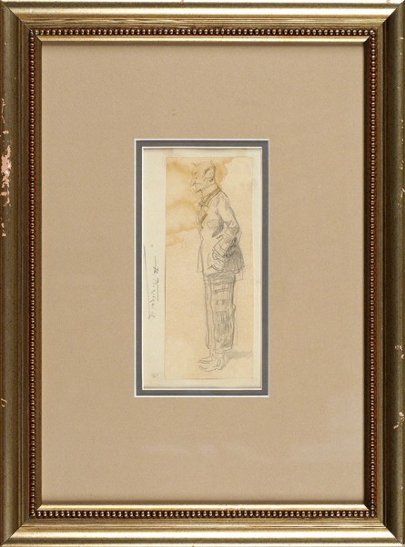 Маковский Владимир Егорович (1846–1920) «Мужская фигура». Начало ХХ века. Бумага, графитный карандаш, 15,2 х 6,3 см.