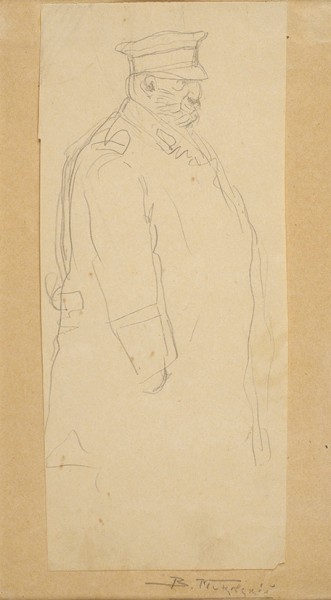 Маковский Владимир Егорович (1846–1920) «Мужская фигура». Начало ХХ века. Бумага, графитный карандаш, 20,3 х 9 см.