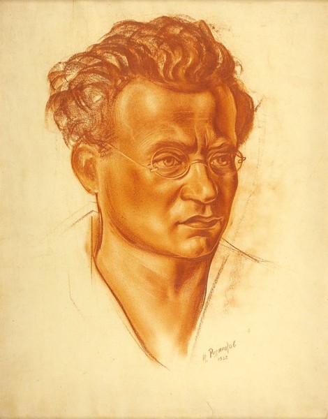 Резников Михаил (Миша) (1905-1971) «Мужской портрет». 1922. Бумага, сангина, 45,5 х 36,5 см.