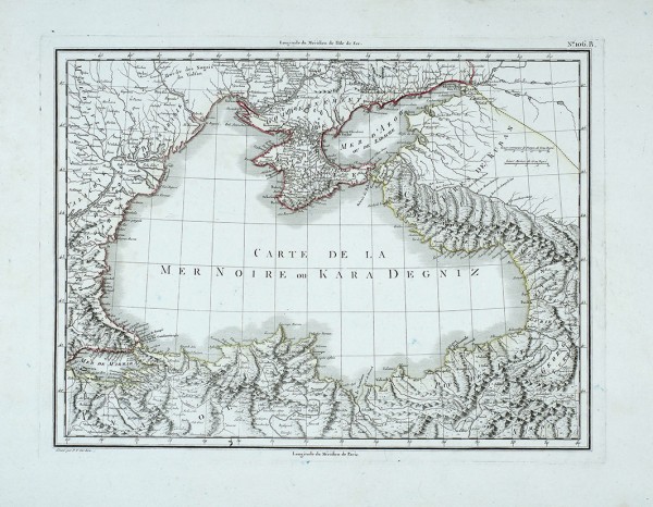 Карта Черного моря / грав. П.Ф. Тардье. [Carte de la Mer Noire ou Kara Degniz]. Париж, кон. XVIII в.