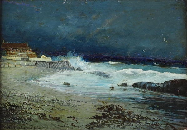 Похитонов Иван Павлович (1850–1923) «Море перед грозой». Около 1892. Доска, масло, 14,3 х 29,7 см.