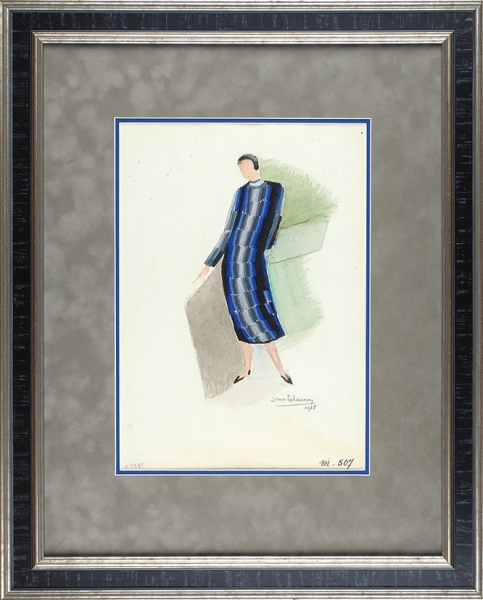Делоне Соня (1885–1979) Эскиз платья. 1925. Бумага, графитный карандаш, гуашь, 34x24 см (в свету).