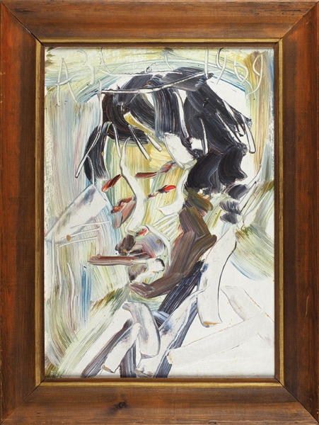Зверев Анатолий Тимофеевич (1931 — 1986) «Автопортрет с папироской». 1969. Картон, масло, 49,5 х 35 см.