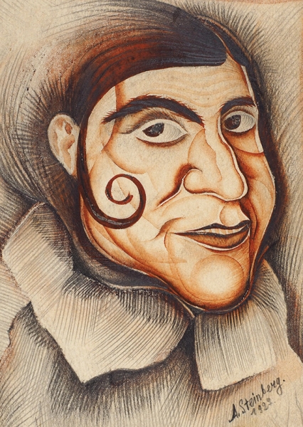 Штейнберг Аркадий Акимович (1907—1984) Шарж на актрису Оксану Подлесную. 1927. Бумага, смешанная техника, 12,7 х 9,3 см.