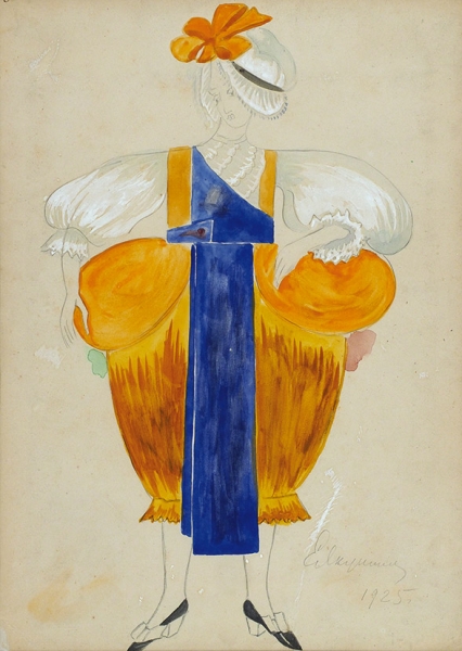 Якунина Елизавета Петровна (1892–1964) Эскиз костюма. 1925. Бумага, графитный карандаш, акварель, белила, 34 х 24 см (в свету).