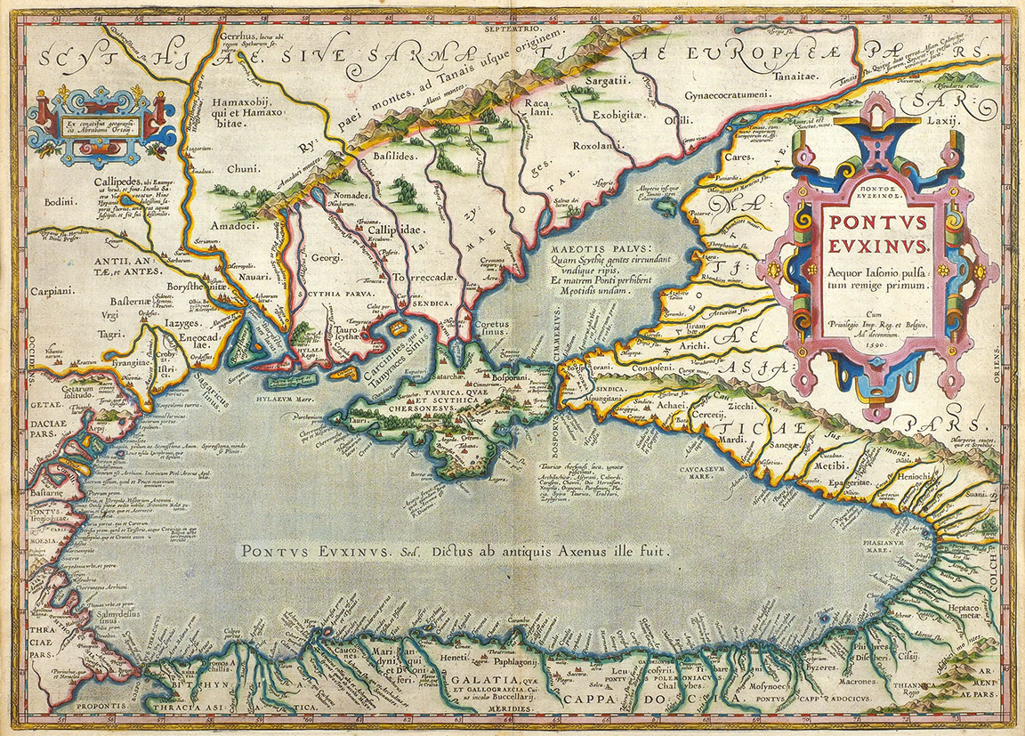 Карта Черного моря (Понт Эвксинский), Северного Причерноморья и Крыма / карт....