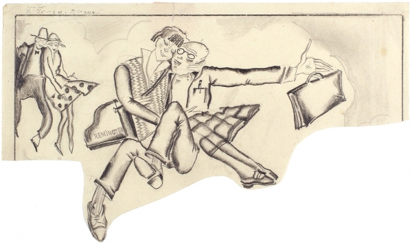 Гольц Георгий Павлович (1893–1946) Эскиз иллюстрации для журнала. 1920-е. Бумага, графитный карандаш, 12,6 х 21,5 см.