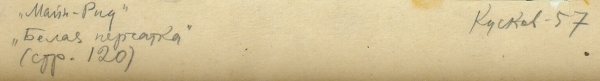 Кусков Иван Сергеевич (1927—1997) Эскиз иллюстрации к роману М. Рида «Белая перчатка». 1957. Бумага, тушь, перо, белила, 21 х 13 см (в свету).