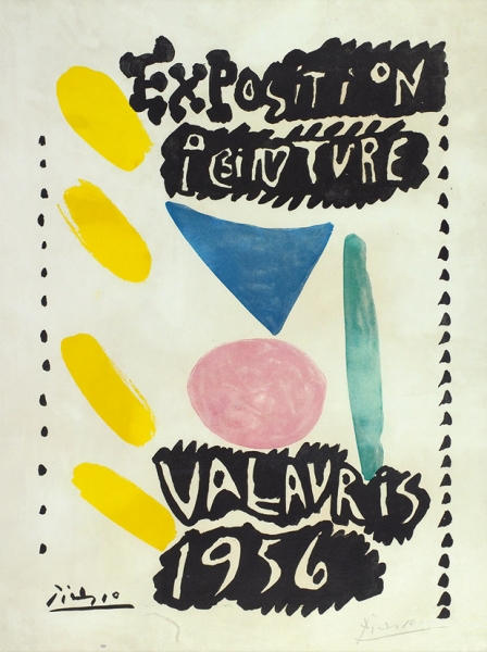 [№ 23 / 250] Афиша к выставке, выполненная по рисунку Пабло Пикассо, с подписью художника. «Exposition Peinture, Vallauris 1956». 1956.