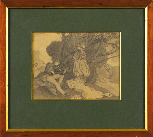Яковлев Валентин Александрович (1887—1919) «Под деревом». 1910-е. Бумага, графитный карандаш, 13 х 17 см (в свету).