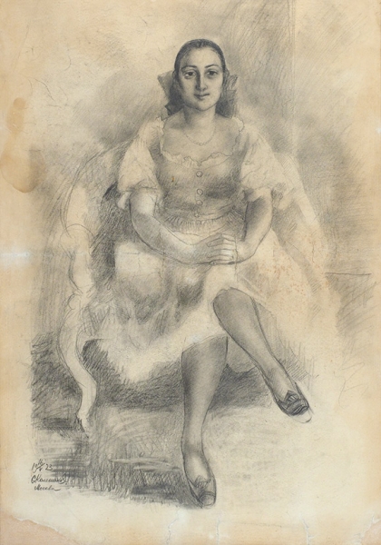 Колесников Степан Фёдорович (1879–1955) «Женский портрет». 1923. Бумага, графитный карандаш, 55 х 39 см.