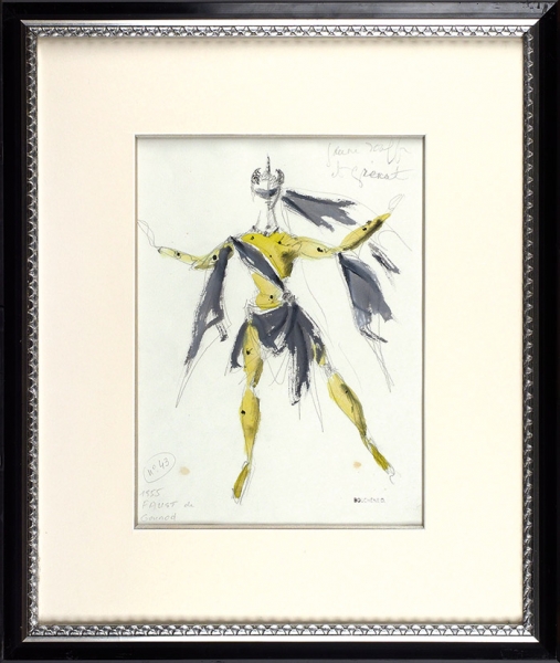Бушен Дмитрий Дмитриевич (1893–1993) Эскиз костюма к опере Ш. Гуно «Фауст» (№ 43). 1955. Бумага, графитный карандаш, акварель, белила, 30,8x22,6 см (в свету).