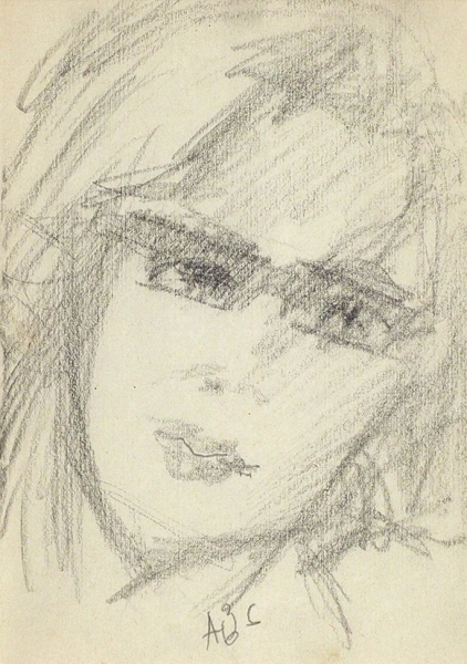 Зверев Анатолий Тимофеевич (1931–1986) «Девушка в очках». 1966. Бумага, графитный карандаш, 20,2 х 14,3 см.