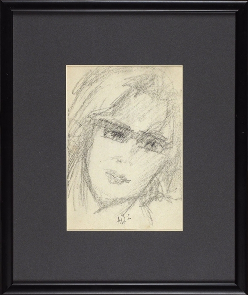 Зверев Анатолий Тимофеевич (1931–1986) «Девушка в очках». 1966. Бумага, графитный карандаш, 20,2 х 14,3 см.