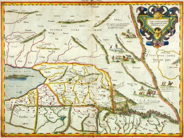Карта Средней Азии, территорий современных Казахстана, Узбекистана, Туркменистана и Таджикистана / Картограф Йодокус Хондиус. Голландия, 1606.