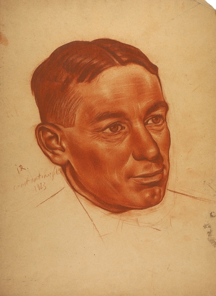 Резников Михаил (Миша) (1905—1971) «Мужской портрет». 1923. Бумага, сангина, 39,8 х 30 см.