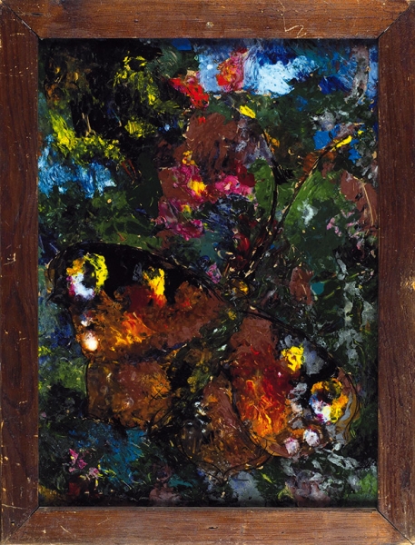 Казарин Виктор Семенович (род. 1948) «Бабочка». Конец 1960-х. Бумага, монотипия (красочный слой на стекле), 55 х 40 см.