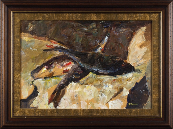 Тетелев Григорий Иванович (1908—1979) «Рыбы». 1950-е. Картон, масло, 32,2 х 48,2 см.