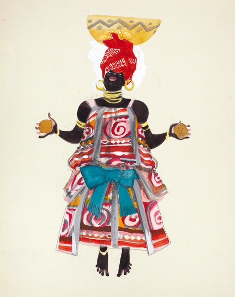 Гольц Ника Георгиевна (1925–2012) Эскиз театрального костюма. 1970-е. Бумага, акварель, белила, графитный карандаш, 26,8 х 21,6 см.